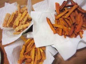 Top Left: Batter and Fried, Top Right: Baked, Bottom: Fried